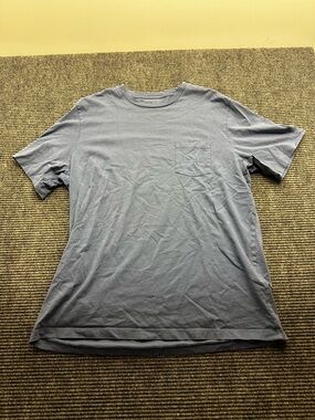 Women’s Gray Blue Vineyard Vines Whale Pocket Short Sleeve Cotton T Shirt Size L